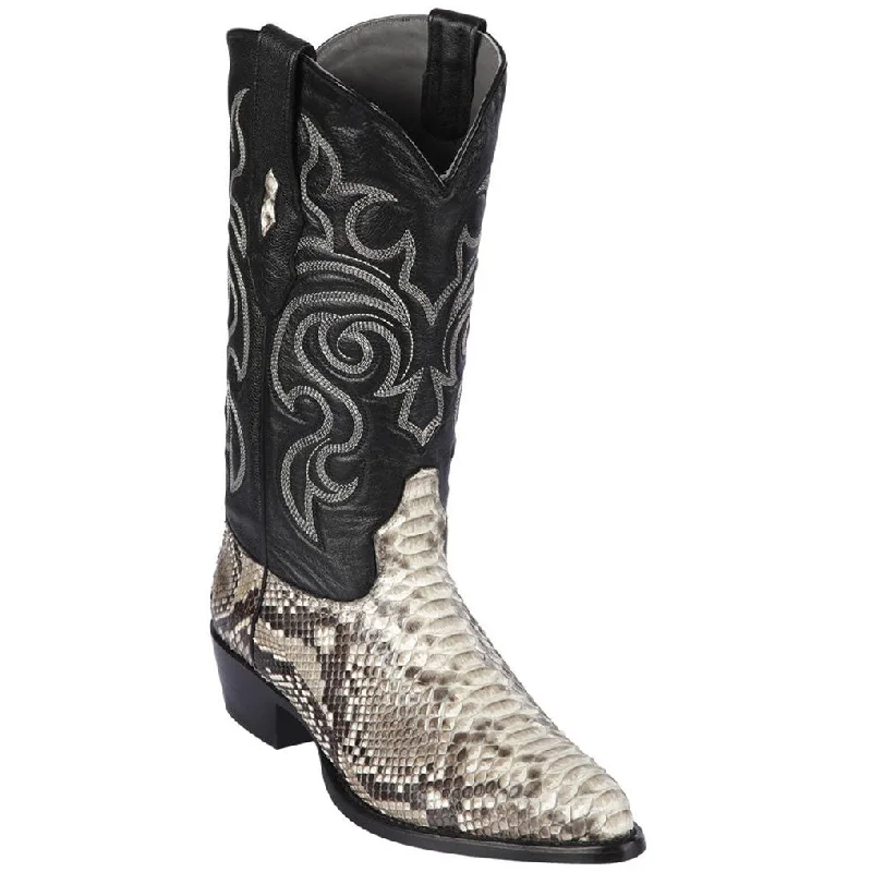 Men's cowboy boots with a pull - on strapNatural Python Snakeskin J-Toe Cowboy Boots