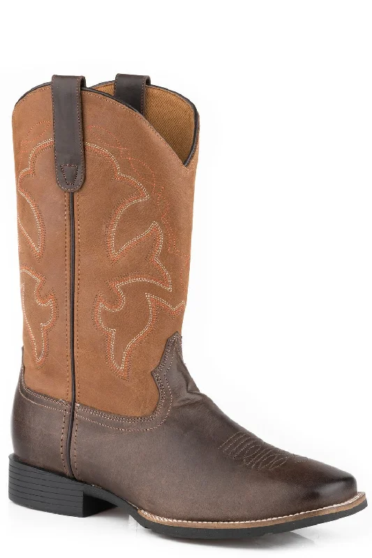 Men's cowboy boots with a leather sole for a classic lookRoper Mens Brown/Tan Leather Monterey Cowboy Boots