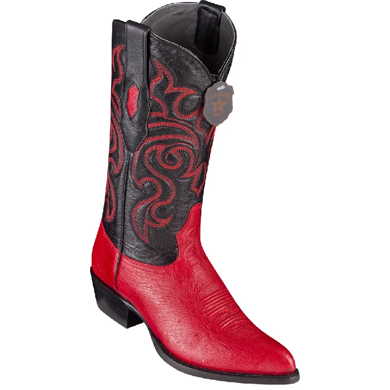 Men's cowboy boots with a scalloped edgeSmooth Ostrich Red Cowboy Boots