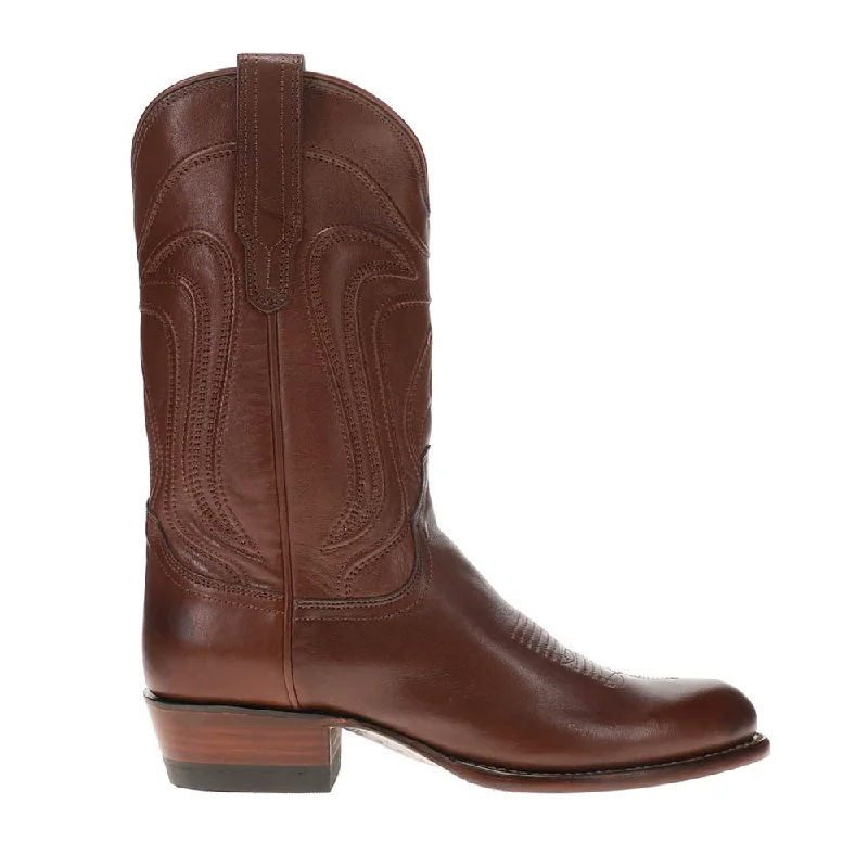 Vintage - style men's cowboy boots with a square toeCartwright Embroidered Round Toe Pull On Cowboy Boots