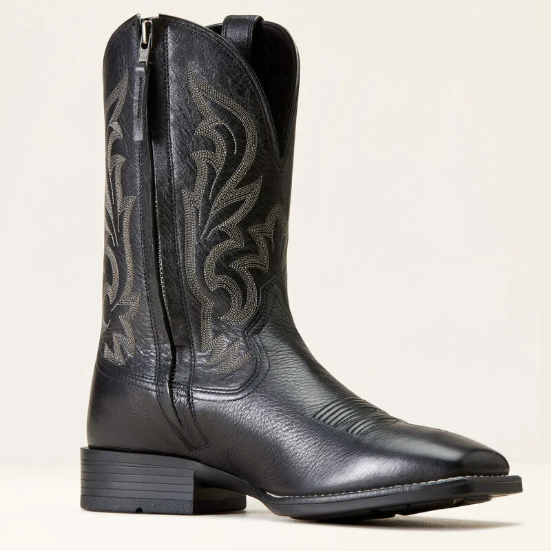 Men's cowboy boots with a heel guardSlim Zip Ultra Black Cowboy Boots