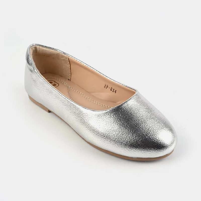 Women's patent leather stiletto heel pumps with a high - shine finishGirls Pumps ZP-034-SILVER