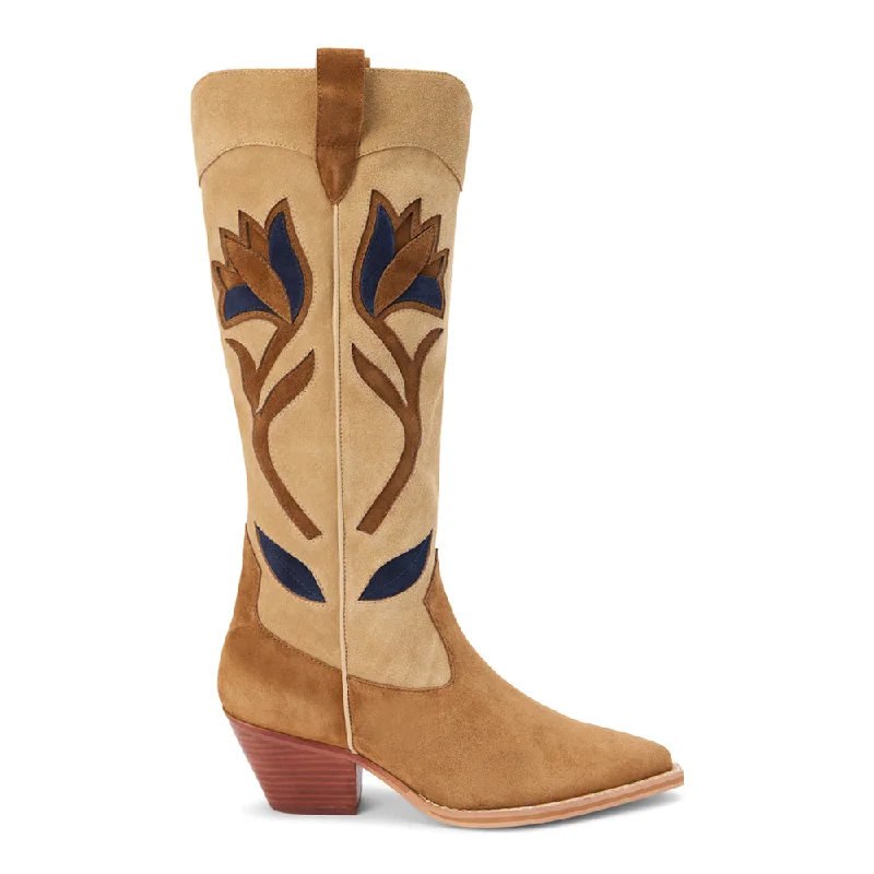 Western - style men's cowboy boots with intricate stitchingCool Hand Floral Pointed Toe Cowboy Boots