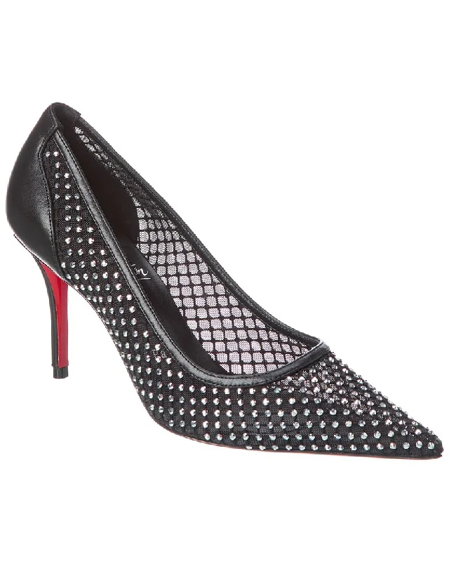 Women's lace - trimmed stiletto heel pumps with a scalloped edgeChristian Louboutin Apostropha 80 Mesh & Leather Pump