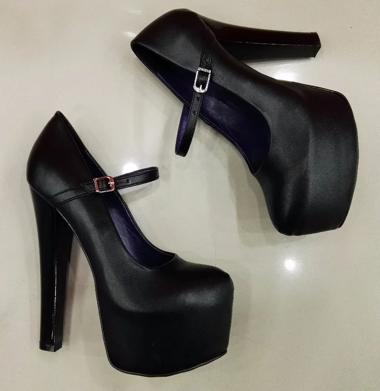 Women's ruffled stiletto heel pumps for a romantic styleMary Jane Black Platform High Heels Women's ruffled stiletto heel pumps for a romantic styleMary Jane Black Platform High Heels