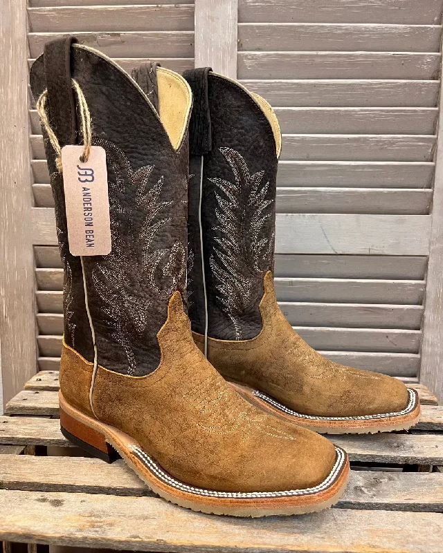 Western - style men's cowboy boots with intricate stitchingAnderson Bean Men's Natural Brahma Bison Square Toe Cowboy Boots 338117 Western - style men's cowboy boots with intricate stitchingAnderson Bean Men's Natural Brahma Bison Square Toe Cowboy Boots 338117