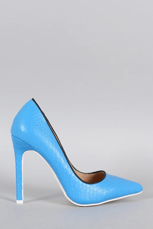 Women's office - appropriate stiletto heel pumps with a low - heel optionLiliana Neon Snake Pointy Toe Pump Women's office - appropriate stiletto heel pumps with a low - heel optionLiliana Neon Snake Pointy Toe Pump