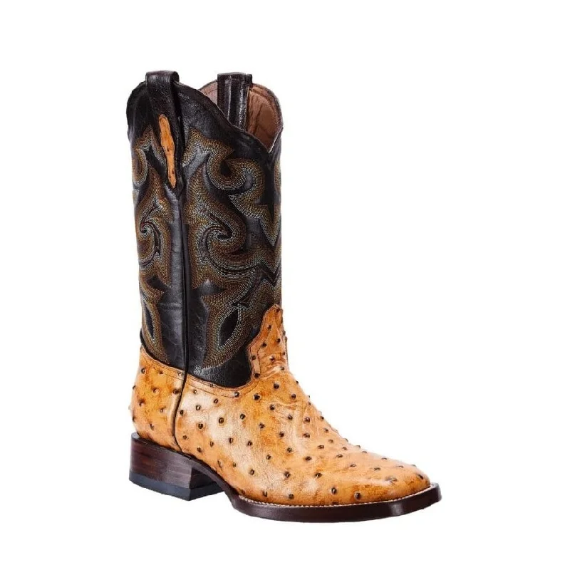 Men's western boots with a distressed leather finish for a rugged lookBD701 BUTTERCUP Men's Western Boots: Square Toe Cowboy & Rodeo Boots in Genuine Leather