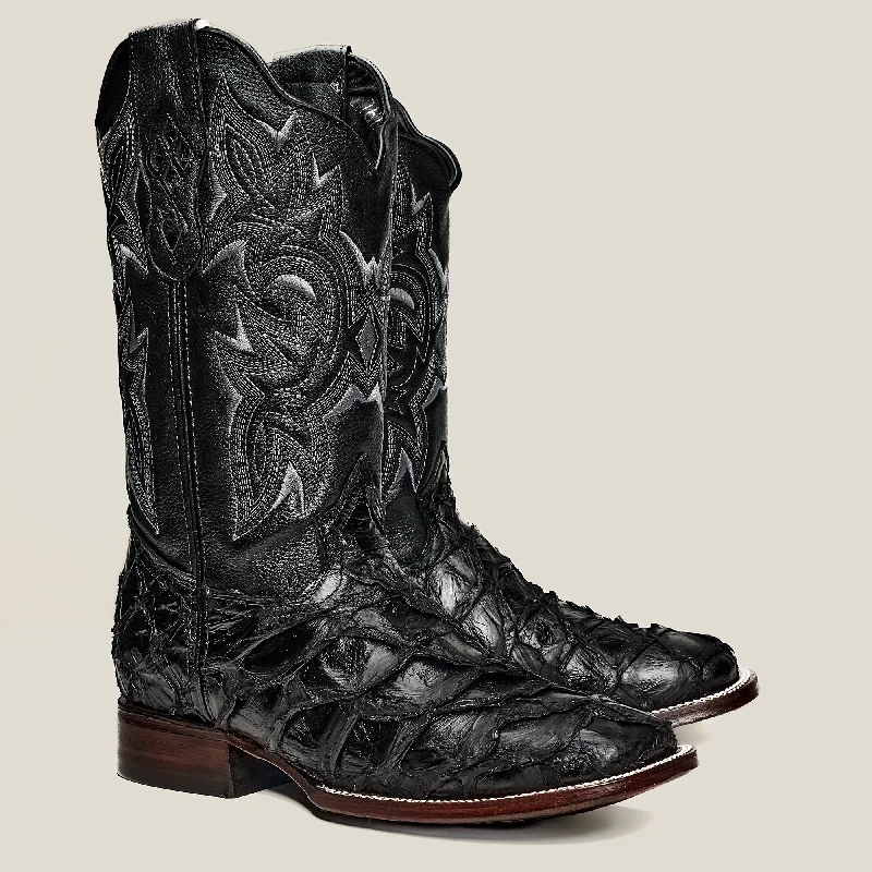 Men's western boots with a leather lining and a padded insoleRC 761 Men's Original Pirarucu Monster Fish Boot, Square Toe, Western Boots, Double-Stitched Welt Construction
