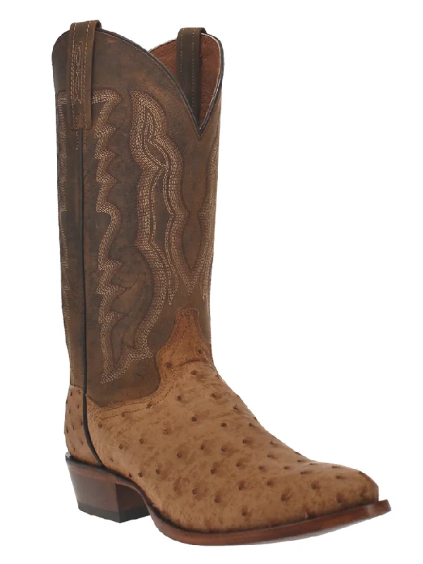 Men's western boots with a leather - wrapped heel and a smooth finishDan Post DP3077 Mens Handcrafted Gehrig Ostrich Western Boots Saddle Men's western boots with a leather - wrapped heel and a smooth finishDan Post DP3077 Mens Handcrafted Gehrig Ostrich Western Boots Saddle