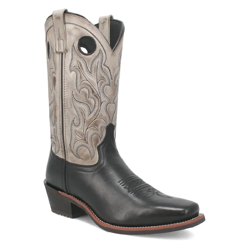 Men's cowboy boots with a snake - skin textureLaredo Mens Westgate Black/Smoke Leather Work Cowboy Boots