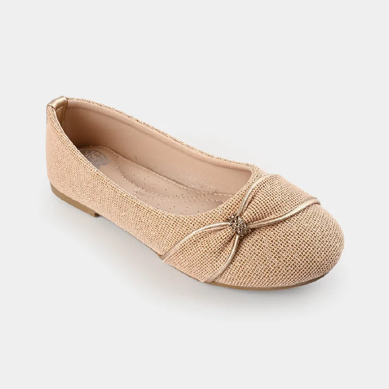 Women's hypoallergenic stiletto heel pumps for sensitive skinGirls Pumps JS-007-Golden
