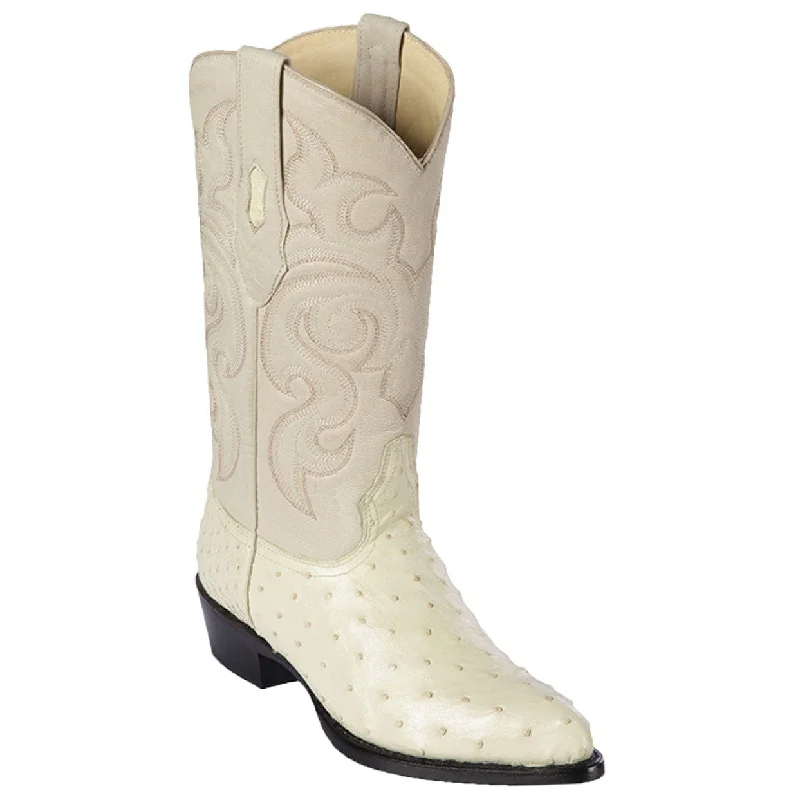 Men's cowboy boots with a pull - on strapWinter-White Ostrich Cowboy Boots