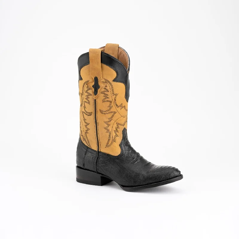 Men's cowboy boots with a spur ledgeFerrini Mens Nash Black Ostrich Leg Cowboy Boots