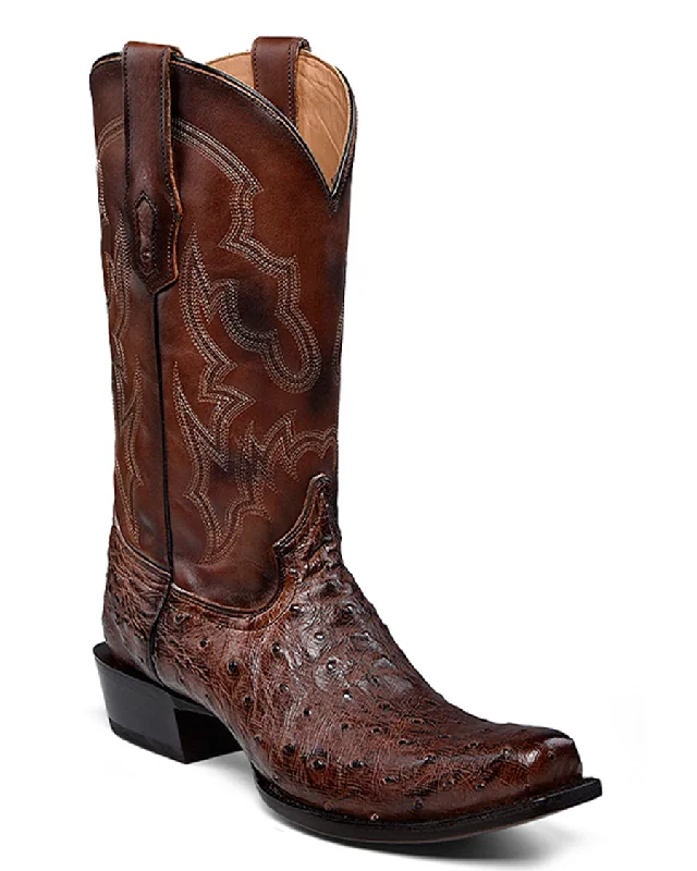 Men's western boots with a scalloped edge and a pull - on strapMen's Embroidered Exotic Western Boots
