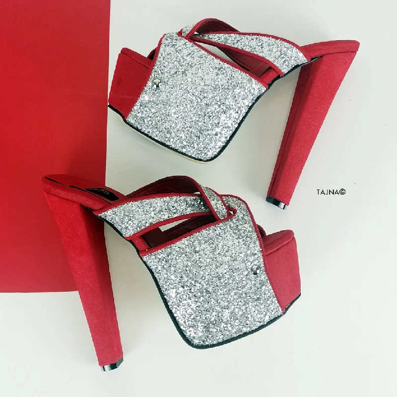 Women's teal stiletto heel pumps for a unique and modern lookRed Silver Glitter Chunky Heel Mules Women's teal stiletto heel pumps for a unique and modern lookRed Silver Glitter Chunky Heel Mules