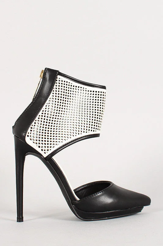 Women's arch - support stiletto heel pumps for better comfortLiliana Perforated Ankle Cuff Pointy Toe Stiletto Pump Women's arch - support stiletto heel pumps for better comfortLiliana Perforated Ankle Cuff Pointy Toe Stiletto Pump