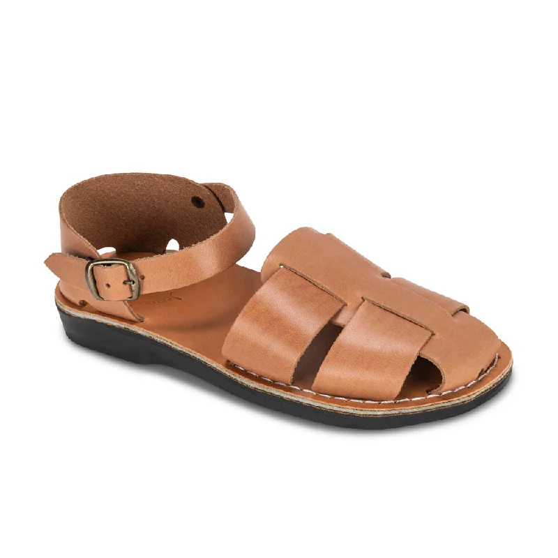 Men's sandals with a toe post designMen's sandals with a toe post designGemma - Leather Adjustable Strap Sandal | Tan