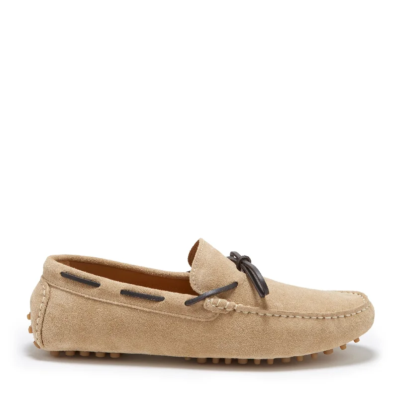 Men's loafers with a leather lining for comfortLaced Driving Loafers, taupe suede