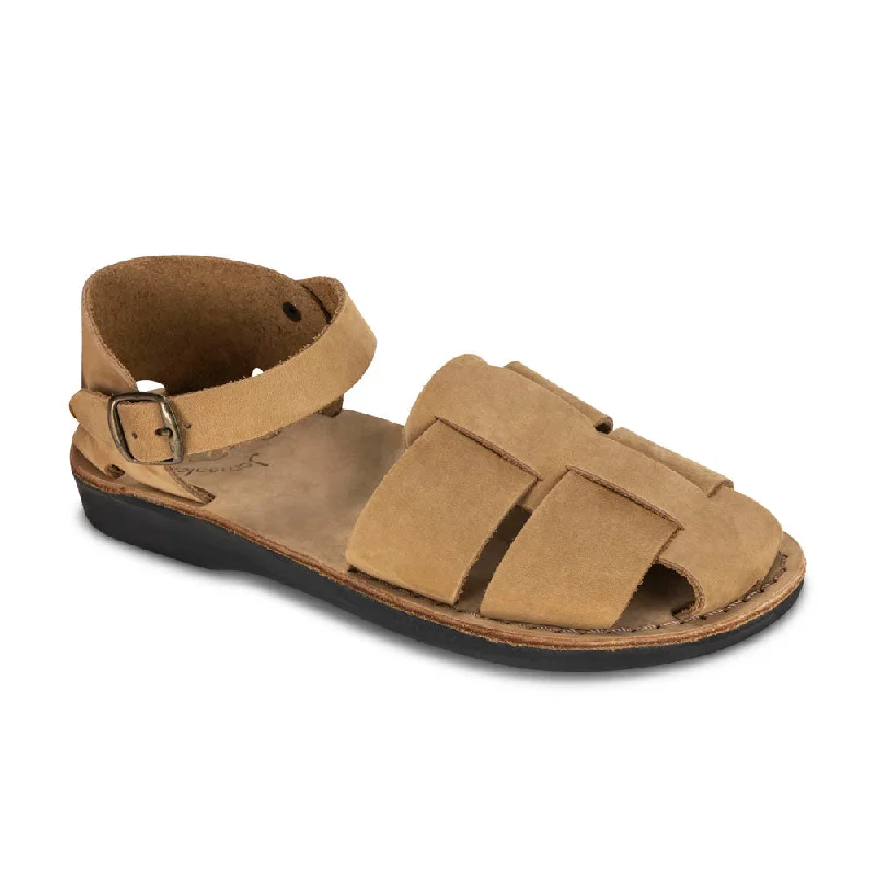 Men's sandals with a stretchy strap for a better fitMen's sandals with a stretchy strap for a better fitGemma - Leather Adjustable Strap Sandal | Yellow Nubuck