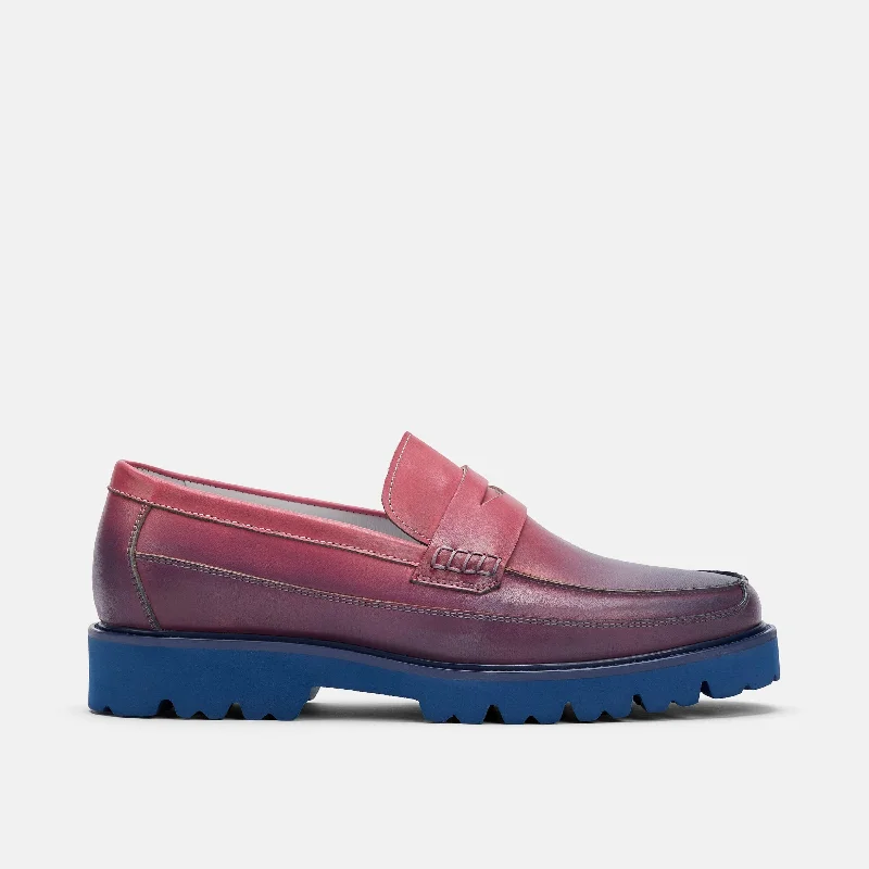 Men's loafers with a decorative buckleAdler Blue Purple Ombré Leather Penny Loafers