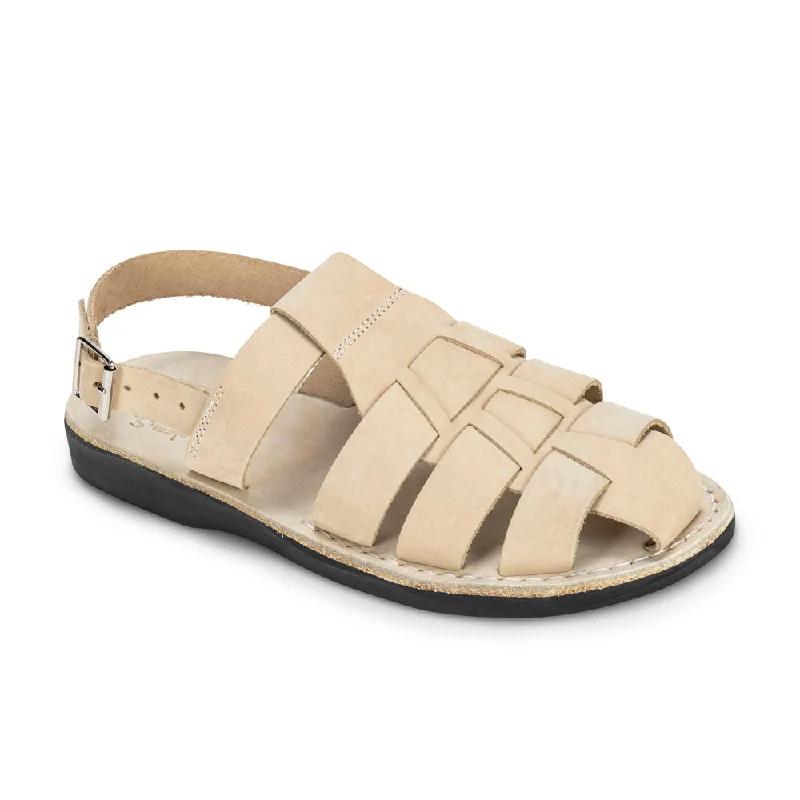 Men's sandals with a wide strap for supportMen's sandals with a wide strap for supportMichael - Closed Toe Leather Fisherman Sandal | White Nubuck