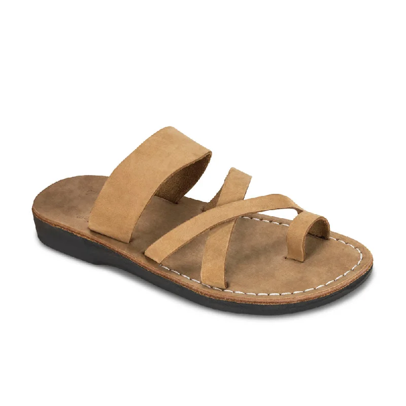 Men's sandals with a toe post designMen's sandals with a toe post designThe Good Shepherd - Leather Toe Loop Sandal | Yellow Nubuck
