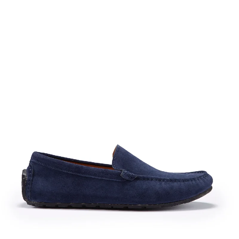 Men's loafers with a decorative buckleTyre Sole Driving Loafers, navy blue suede