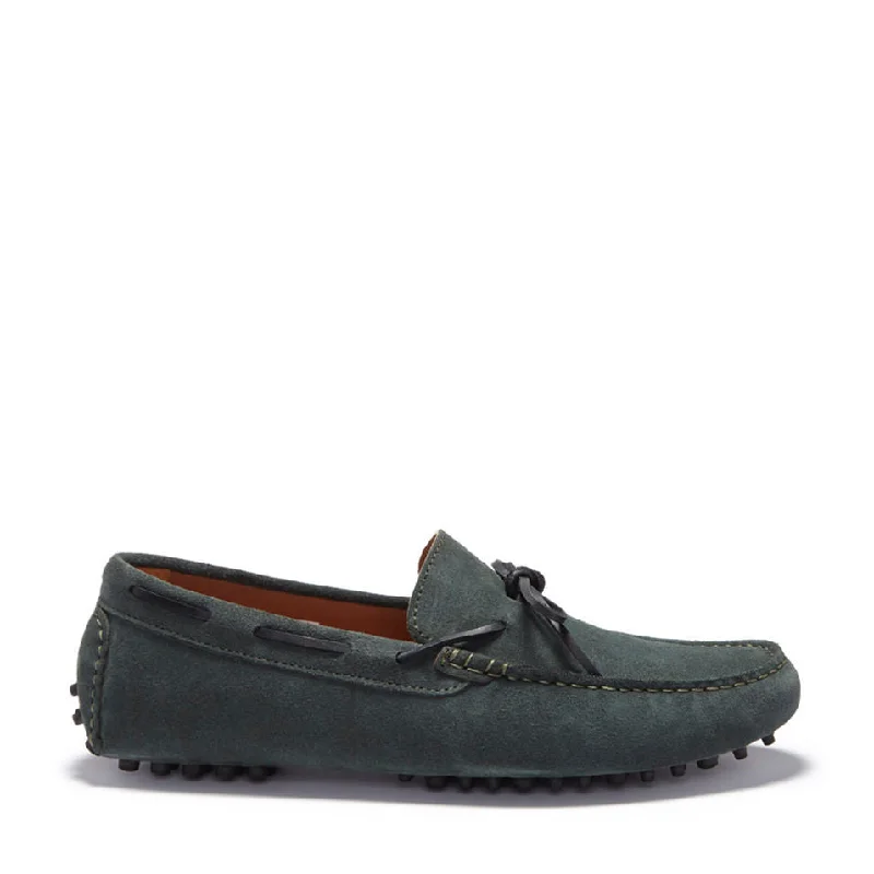 Men's loafers with a cushioned footbedLaced Driving Loafers, racing green suede