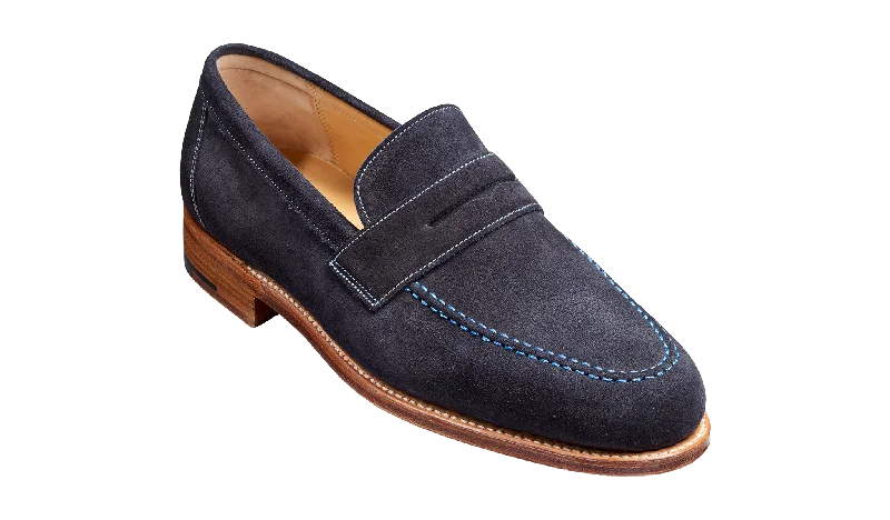 Men's loafers with a stretchy side panel for a better fitJevington – Navy Suede