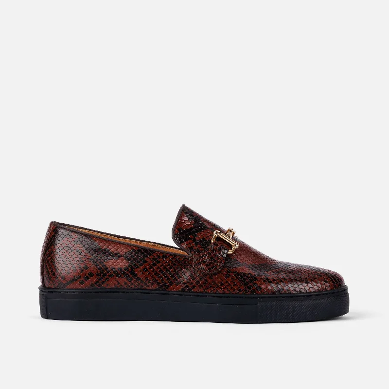 Men's loafers with a rubber sole for durabilityBoardwalk Brown Snake Leather Horse-Bit Sneakers Men's loafers with a rubber sole for durabilityBoardwalk Brown Snake Leather Horse-Bit Sneakers