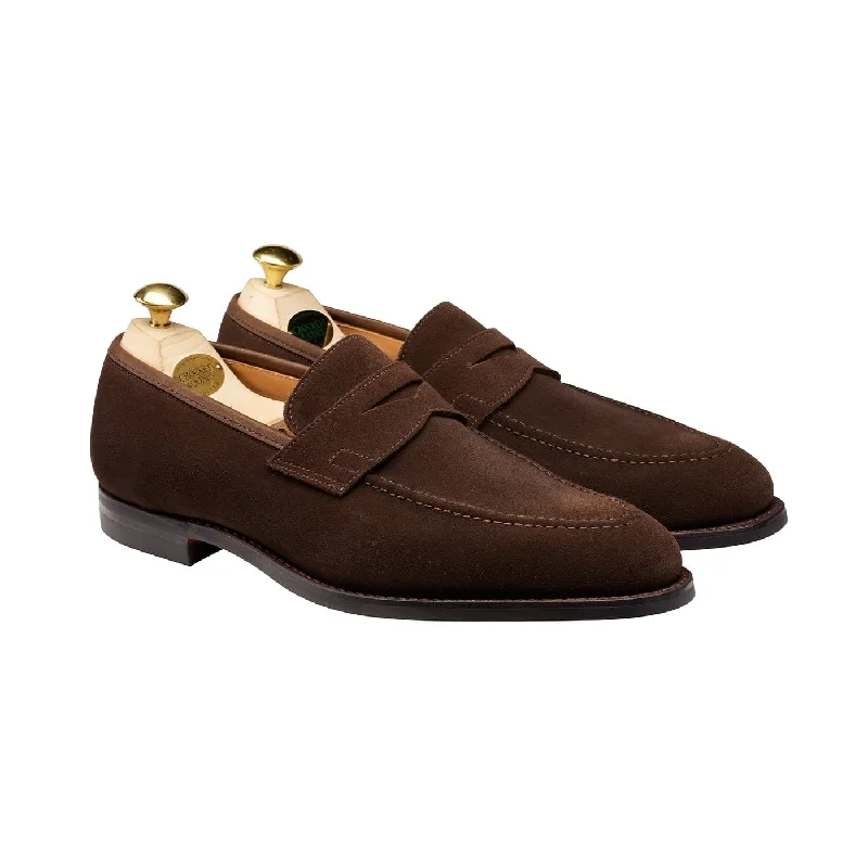 Men's loafers with a leather lacing systemSydney Dark Brown Suede