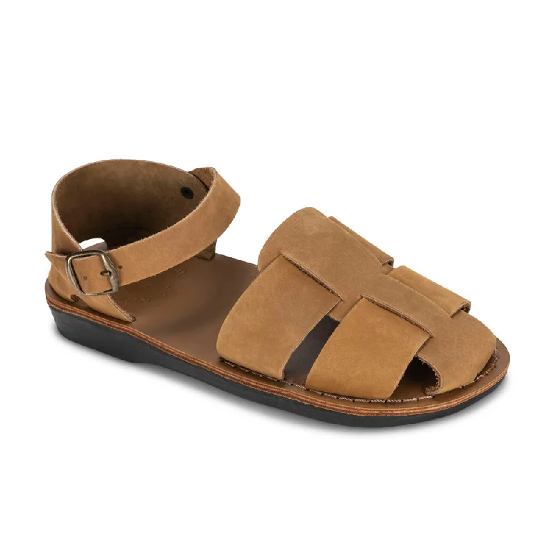 Men's sandals with a rubber sole for tractionMen's sandals with a rubber sole for tractionGemma - Leather Adjustable Strap Sandal | Tan Nubuck