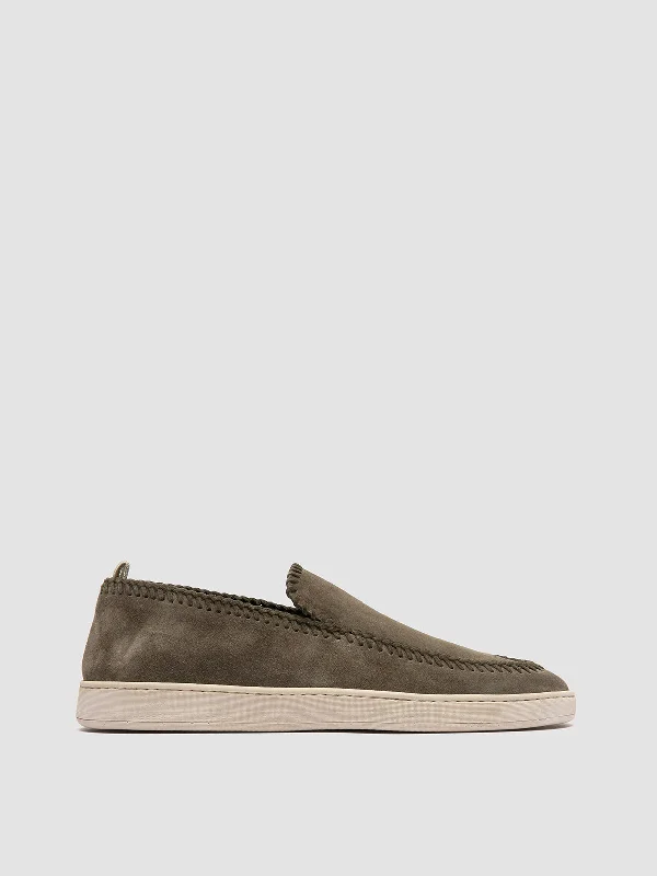 Men's loafers with a perforated leather upper for ventilationHERBIE 011 - Green Suede Penny Loafers Men's loafers with a perforated leather upper for ventilationHERBIE 011 - Green Suede Penny Loafers