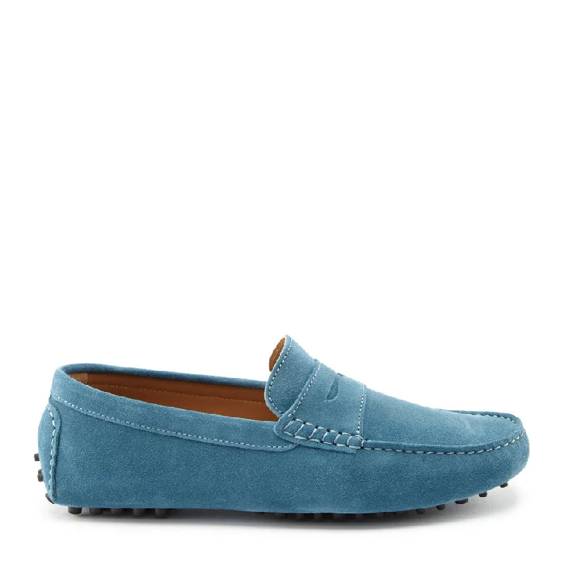 Men's loafers with a rubber sole for durabilityPenny Driving Loafers, petrol blue suede