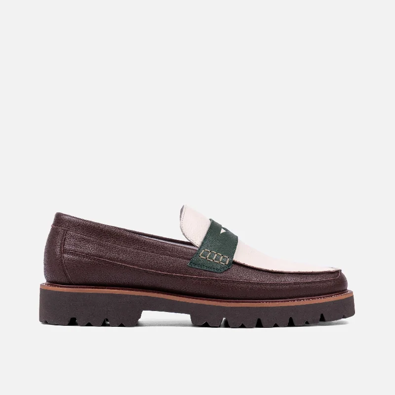 Men's loafers with a contrast stitching detailAdler Chocolate Leather Penny Loafers
