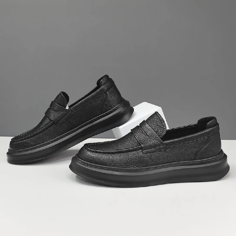 Men's loafers with a leather lacing systemMen Minimalism Solid Soft Leather Casual Loafers
