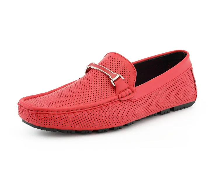 Men's loafers with a decorative buckleCola Red
