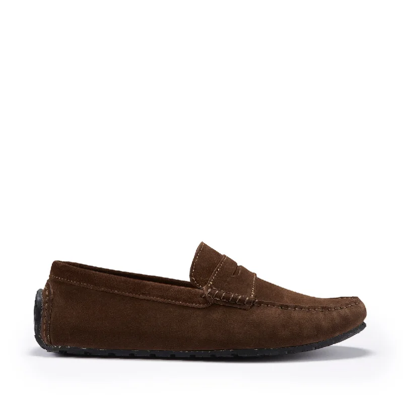 Men's loafers with a leather lacing systemTyre Sole Penny Driving Loafers, brown suede