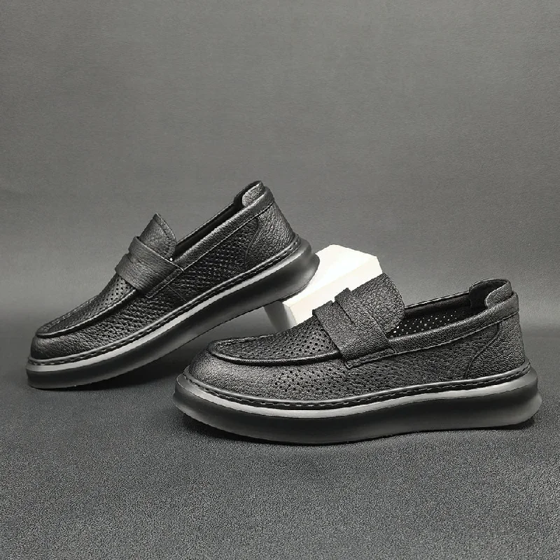 Men's loafers with a cushioned footbedMen Minimalist Breathable Hollow Leather Casual Loafers