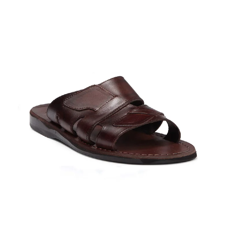 Men's sandals with a padded heelMen's sandals with a padded heelMateo - Leather Open Toe Slide Sandal | Brown