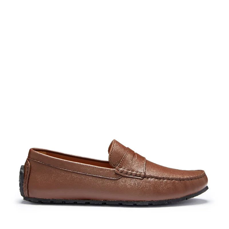 Men's loafers with a leather lacing systemTyre Sole Penny Driving Loafers, brown leather Men's loafers with a leather lacing systemTyre Sole Penny Driving Loafers, brown leather