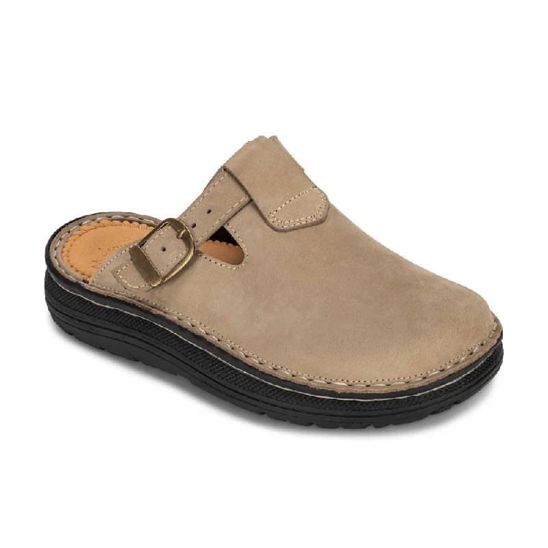 Men's sandals with a toe post designMen's sandals with a toe post designSawyer - Leather Clog-Toe Sandal | Olive Nubuck
