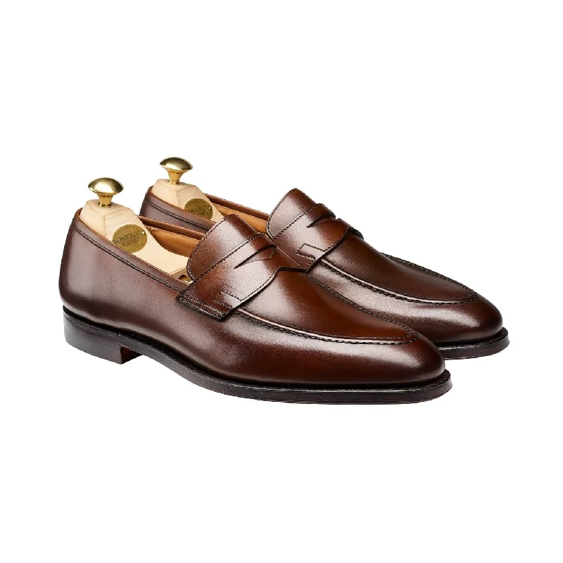 Men's leather loafers with a penny slotSydney Dark Brown Burnished Calf