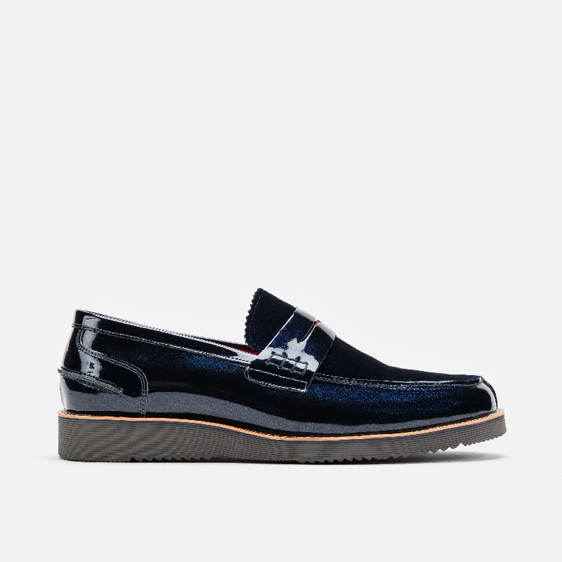 Slip - on men's loafers for easy wearAbe Navy Patent Leather Penny Loafers