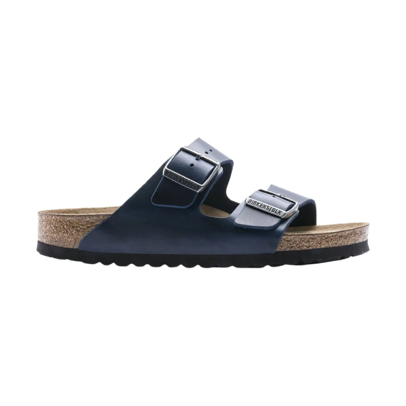 Men's sandals with a removable insole for cleaningMen's sandals with a removable insole for cleaningBrikenstock Arizona Soft Footbed Sandal - Oiled Leather Blue