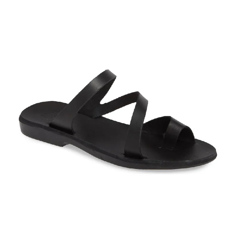 Men's sandals with a perforated leather upper for ventilationNoah - Leather Slide On Sandal | Black Men's sandals with a perforated leather upper for ventilationNoah - Leather Slide On Sandal | Black