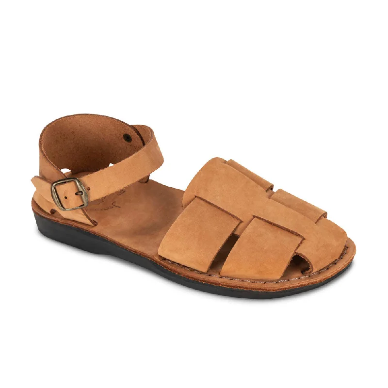 Men's sandals with a durable outer soleMen's sandals with a durable outer soleGemma - Leather Adjustable Strap Sandal | Camel Brown Nubuck