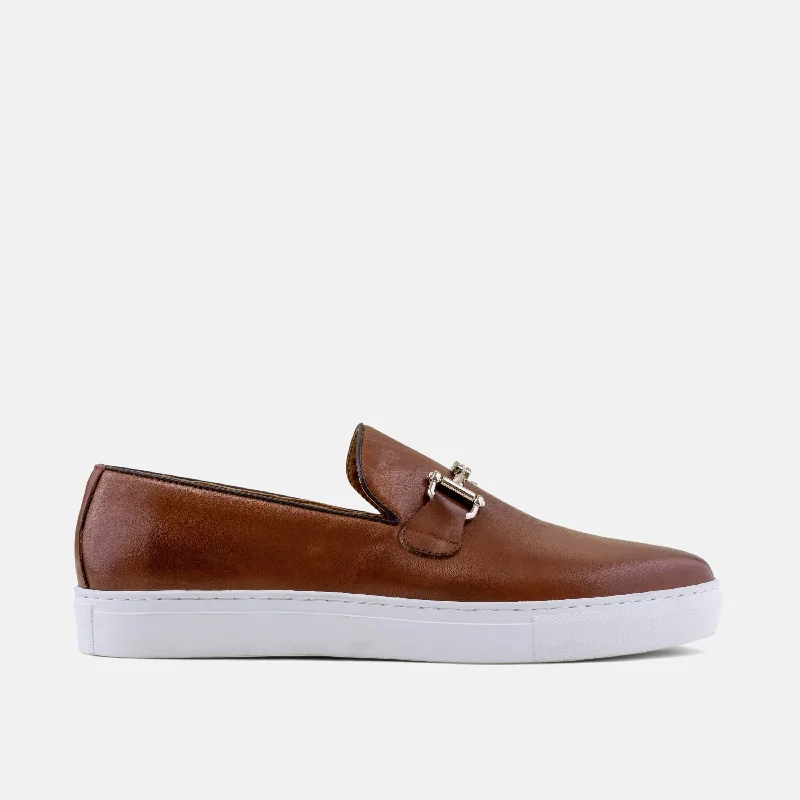 Men's loafers with a decorative buckleBoardwalk Mahogany Leather Horse-Bit Sneakers Men's loafers with a decorative buckleBoardwalk Mahogany Leather Horse-Bit Sneakers