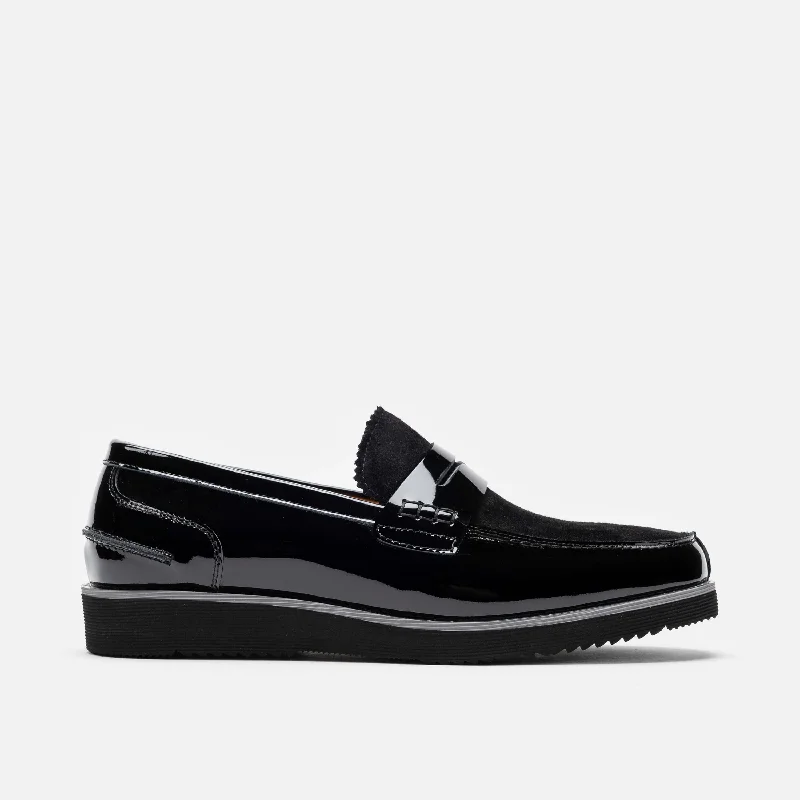 Men's loafers with a memory foam insoleAbe Black Patent Leather Penny Loafers